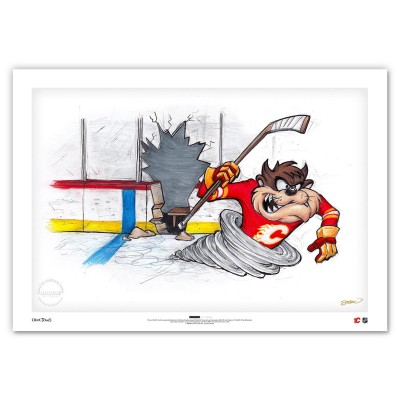 Calgary Flames Tasmanian Devil 24 x 36 Looney Tunes Fine Art Print - Limited Edition
