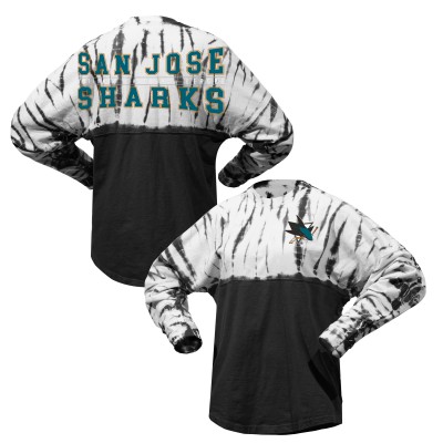 Футболка с длинным рукавом San Jose Sharks Spirit Jersey Unisex Crystal Half Dye - Black