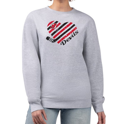 Женская свитшот New Jersey Devils G-III 4Her by Carl Banks Heather Gray Heart Graphic Pullover