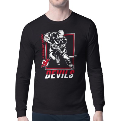 Футболка с длинным рукавом New Jersey Devils Starter Black Player Grid