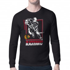Футболка с длинным рукавом Chicago Blackhawks Starter Player Grid - Black