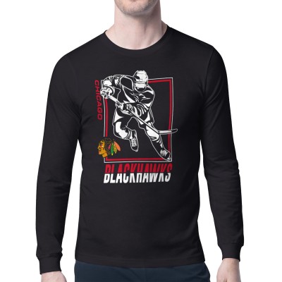 Футболка с длинным рукавом Chicago Blackhawks Starter Player Grid - Black
