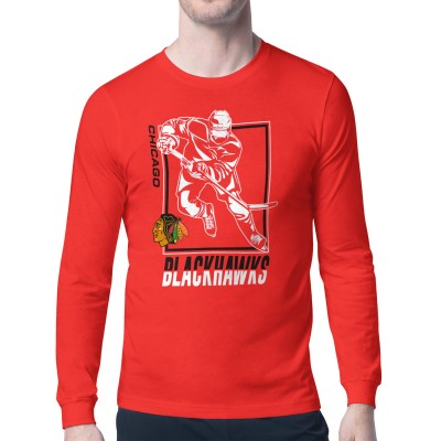 Футболка с длинным рукавом Chicago Blackhawks Starter Player Grid - Red