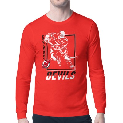 Футболка с длинным рукавом New Jersey Devils Starter Red Player Grid
