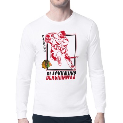 Футболка с длинным рукавом Chicago Blackhawks Starter Player Grid - White