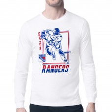 New York Rangers Starter White Player Grid Long Sleeve T-Shirt New York Rangers Starter White Player Grid Long Sleeve T-Shirt