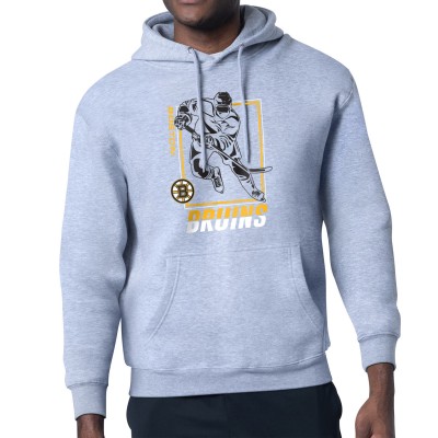 Толстовка Boston Bruins Starter Heather Gray Player Grid Fleece