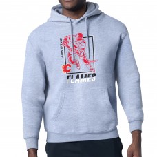 Calgary Flames Starter Heather Gray Player Grid Fleece Pullover Hoodie