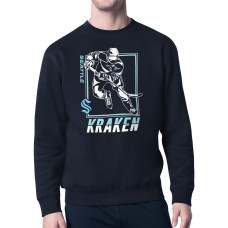 Seattle Kraken Starter Deep Sea Blue Player Grid Fleece Pullover Sweatshirt