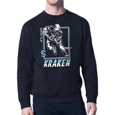 Seattle Kraken Starter Deep Sea Blue Player Grid Fleece Pullover Sweatshirt