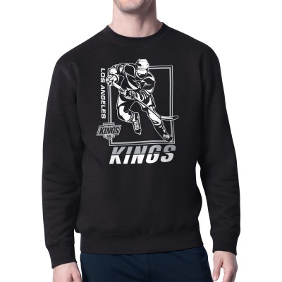 Los Angeles Kings Starter Black Player Grid Fleece Pullover Sweatshirt
