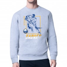 Buffalo Sabres Starter Heather Gray Player Grid Fleece Pullover Sweatshirt