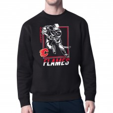 Calgary Flames Starter Black Player Grid Fleece Pullover Sweatshirt
