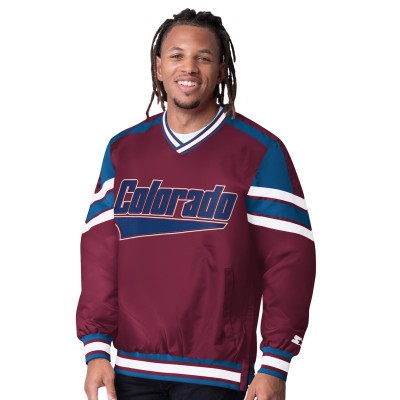 Colorado Avalanche Starter Burgundy Reliever V-Neck Pullover Jacket