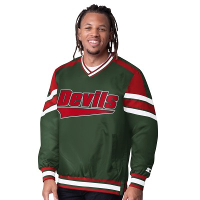 New Jersey Devils Starter Green Reliever V-Neck Pullover Jacket