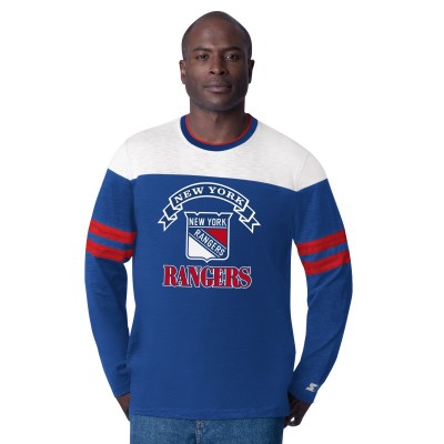 New York Rangers Starter Blue Blitz Durene Long Sleeve T-Shirt