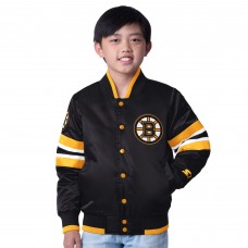 Youth Boston Bruins Starter Black/Gold Scout 1 Full-Snap Varsity Jacket