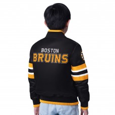 Youth Boston Bruins Starter Black/Gold Scout 1 Full-Snap Varsity Jacket