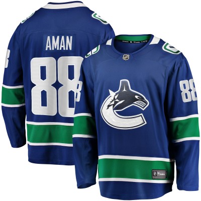 Джерси Vancouver Canucks Nils Aman Fanatics Blue Home Premier Breakaway
