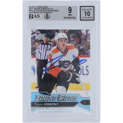 Travis Konecny Philadelphia Flyers Autographed 2016-17 Upper Deck Series 1 Youngs Guns #217 Beckett Fanatics Witnessed Authenticated 9/10 Rookie Card