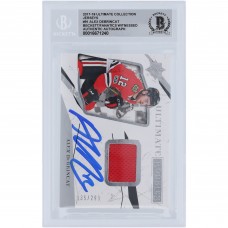 Alex DeBrincat Chicago Blackhawks Autographed 2017-18 Upper Deck Ultimate Collection Jerseys Red Relic #91 #/299 Beckett Fanatics Witnessed Authenticated 10 Rookie Card