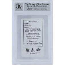 Tristan Jarry Pittsburgh Penguins Autographed 2021-22 Upper Deck Ultra Yellow Printing Plate #2 #1/1 Beckett Fanatics Witnessed Authenticated 10 Card