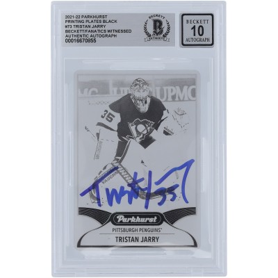 Tristan Jarry Pittsburgh Penguins Autographed 2021-22 Upper Deck Parkhurst Black Printing Plate #73 #1/1 Beckett Fanatics Witnessed Authenticated 10 Card