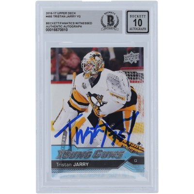 Tristan Jarry Pittsburgh Penguins Autographed 2016-17 Upper Deck Series 2 Young Guns #466 Beckett Fanatics Witnessed Authenticated 10 Rookie Card