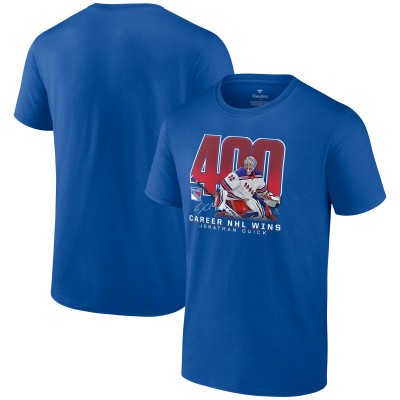 New York Rangers Jonathan Quick Blue 400 Career Wins T-Shirt