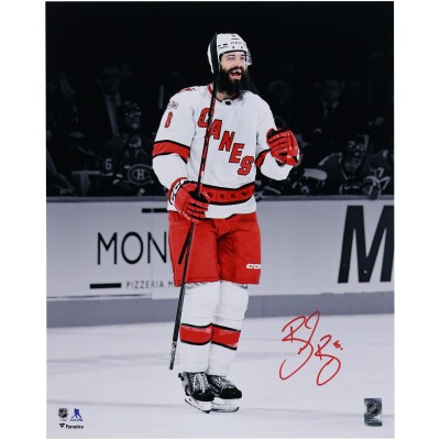 Brent Burns Carolina Hurricanes Autographed Fanatics Authentic 16 x 20 White Jersey Celebrating Spotlight Photograph