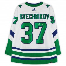 Игровая джерси Andrei Svechnikov Carolina Hurricanes Autographed Fanatics Authentic 2023-24 adidas Alternate Whalers Authentic