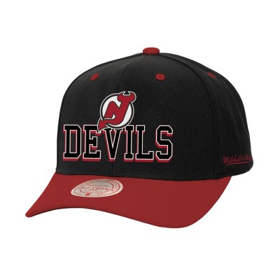 Бейсболка New Jersey Devils Mitchell & Ness Black/Red Backside Script 2-Tone Pro Crown