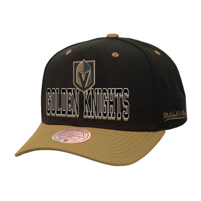 Бейсболка Vegas Golden Knights Mitchell & Ness Black/Gold Backside Script Two-Tone Pro Crown