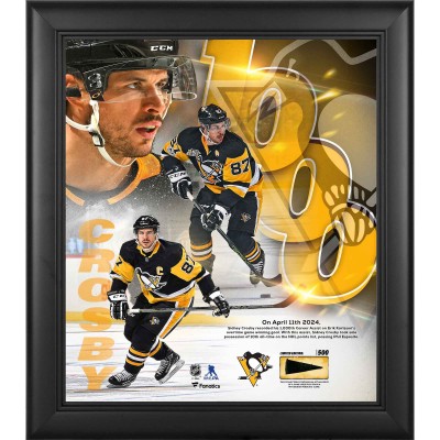 Sidney Crosby Pittsburgh Penguins Fanatics Authentic Framed 15 x 17 10th in All-Time Points Collage with a Piece of Game-Used Puck - Limited Edition of 500