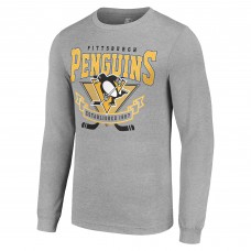 Футболка с длинным рукавом Pittsburgh Penguins Starter Heather Gray 80s Inspired Team Logo