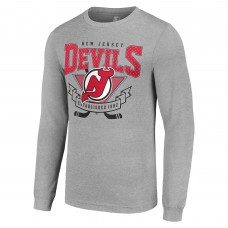 Футболка с длинным рукавом New Jersey Devils Starter Heather Gray 80s Inspired Team Logo
