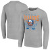 New York Islanders Starter Heather Gray 80s Inspired Team Logo Long Sleeve T-Shirt