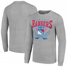 New York Rangers Starter Heather Gray 80s Inspired Team Logo Long Sleeve T-Shirt New York Rangers Starter Heather Gray 80s Inspired Team Logo Long Sleeve T-Shirt