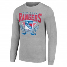 New York Rangers Starter Heather Gray 80s Inspired Team Logo Long Sleeve T-Shirt New York Rangers Starter Heather Gray 80s Inspired Team Logo Long Sleeve T-Shirt