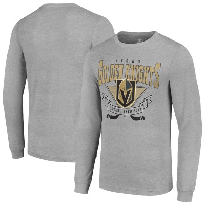 Vegas Golden Knights Starter Heather Gray 80s Inspired Team Logo Long Sleeve T-Shirt