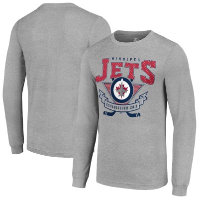 Футболка с длинным рукавом Winnipeg Jets Starter 80s Inspired Team Logo - Heather Gray