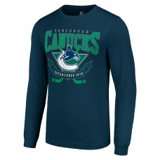 Vancouver Canucks Starter Navy Team Logo Graphic Long Sleeve T-Shirt