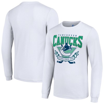 Vancouver Canucks Starter White Team Logo Graphic Long Sleeve T-Shirt
