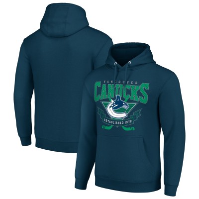 Vancouver Canucks Starter Navy Team Logo Graphic Fleece Tri-Blend Pullover Hoodie