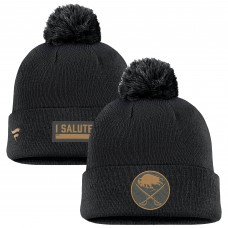 Шапка с помпоном Buffalo Sabres Fanatics Black Military Appreciation Cuffed Knit