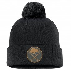 Шапка с помпоном Buffalo Sabres Fanatics Black Military Appreciation Cuffed Knit