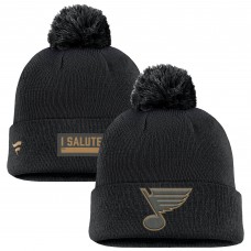 Шапка с помпоном St. Louis Blues Fanatics Military Appreciation Cuffed Knit - Black