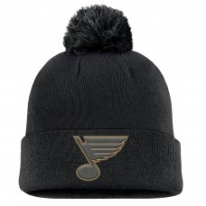 Шапка с помпоном St. Louis Blues Fanatics Military Appreciation Cuffed Knit - Black
