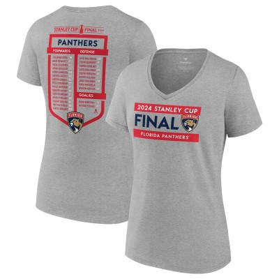 Футболка Florida Panthers Fanatics Womens 2024 Stanley Cup Final Roster V-Neck - Steel