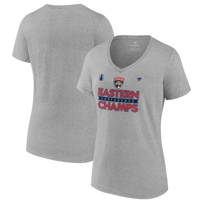 Футболка Florida Panthers Fanatics Womens 2024 Eastern Conference Champions Locker Room V-Neck - Steel